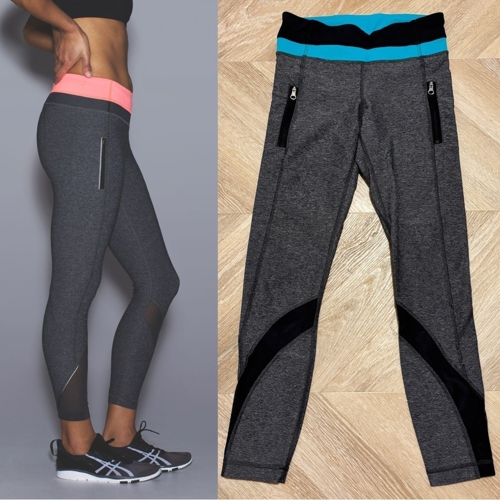 Size 4 Lululemon Inspire Tight‎ II Grey/Blue Leggings